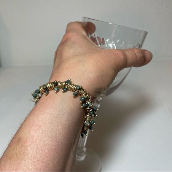 Brass and stone bracelet handcrafted - Picture 2 of 11